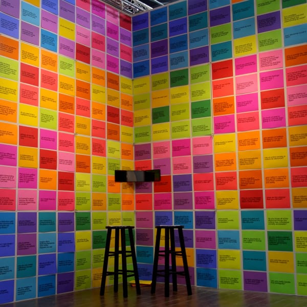 An Example of Theory Art: 256 theories in text, installation, New York City, 2018, Adam Daley Wilson